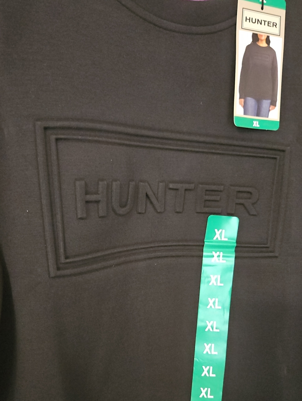 NEW! Hunter Black Embossed Logo Sweatshirt Size XL - Picture 7 of 8